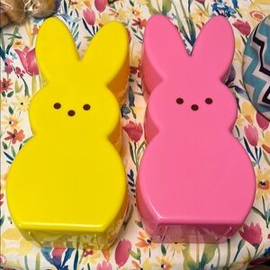 Large plastic peeps Yellow and Pink Bunny Containers